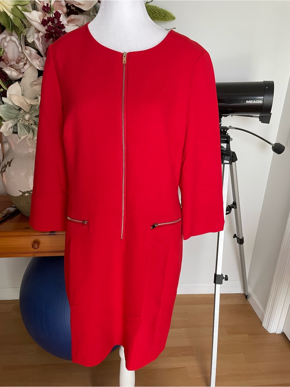 Ann Taylor Red Zip-Front Mini Dress